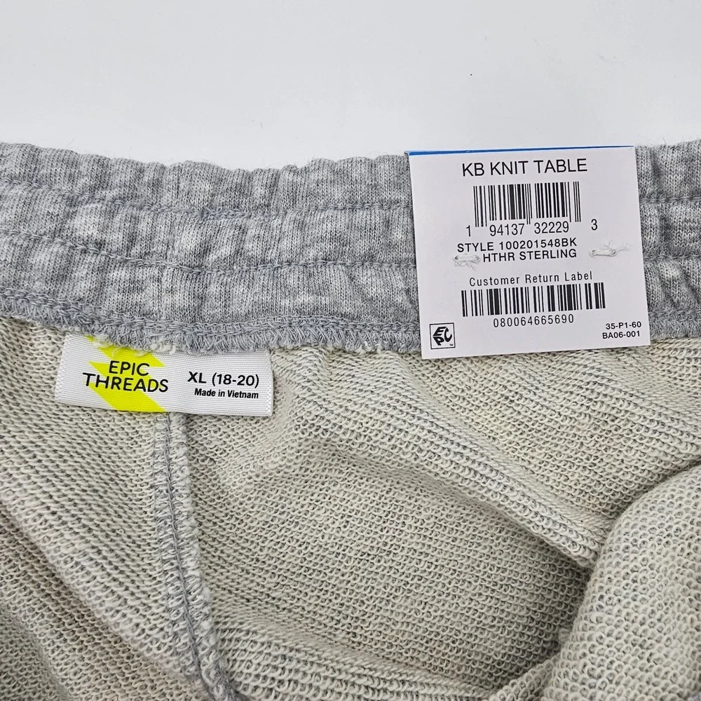 Epic Threads Kids Knit Shorts Drawstring Heather Sterling Grey XL 18-20 NEW